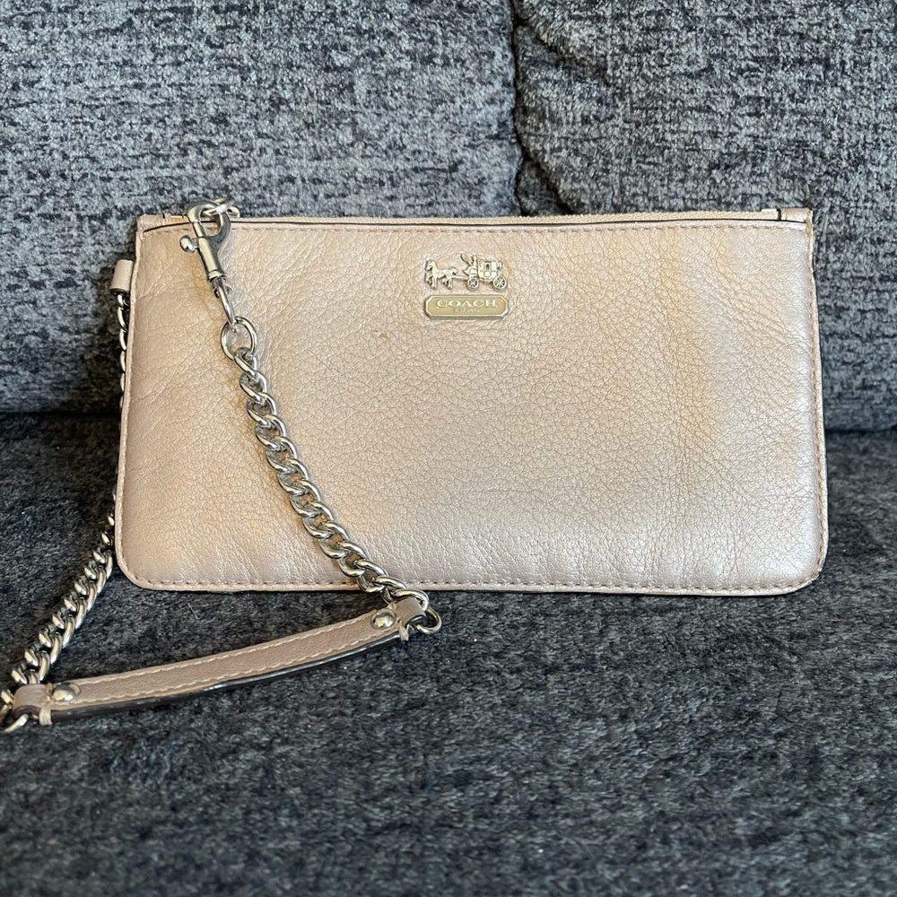 Coach Heritage Vintage Tan Leather Wristlet